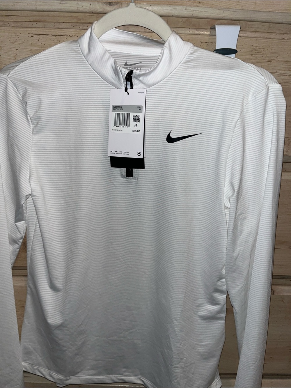 Nike White Quarter-Zip Performance Top with Black Swoosh